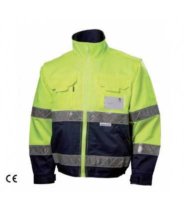 Fluo yellow and navy blue Jacket jacket for uniform with reflex reflective bands