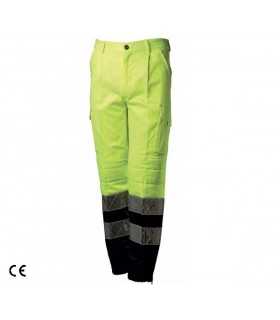 Pantalone Protezione Civile giallo fluo e blu navy con bande rifrangenti reflex