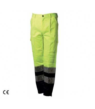 Pantalone Protezione Civile giallo fluo e blu navy con bande rifrangenti reflex