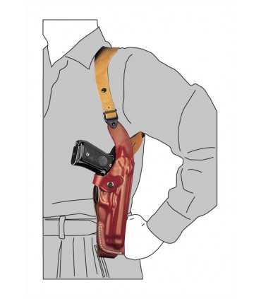 AA1 - Vertical molded leather shoulder holster, adjustable quick release