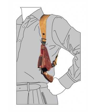 DA1 - Upside down vertical leather shoulder holster, elastic retention