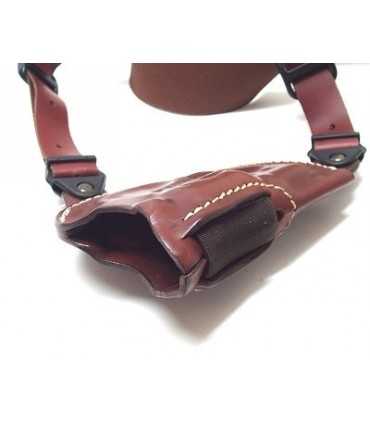 DA1 - Upside down vertical leather shoulder holster, elastic retention