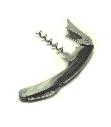 Cavatappi Due Cigni doppia leva manico in vero corno nero