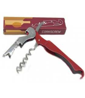 Corkscrew and bottle opener with garnet handle