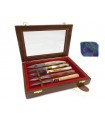 Delfiero display case in birch and ayous wood with 5 regional knives