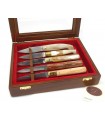 Delfiero display case in birch and ayous wood with 5 regional knives