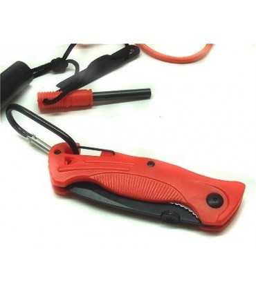 Coltello Elk Ridge arancio con kit di sopravvivenza survival