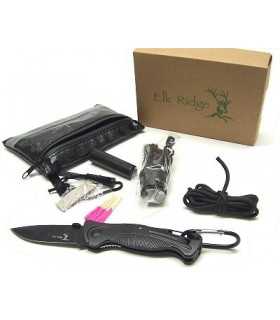 Coltello Elk Ridge nero con kit di sopravvivenza