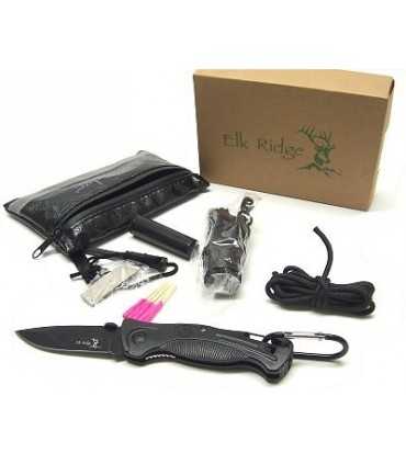 Elk Ridge Knife black with survival kit