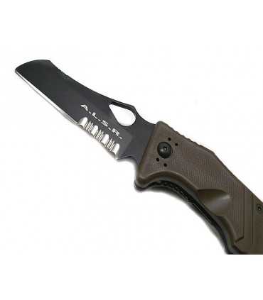 FOX ALSR2 KNIFE WITH BROWN HANDLE AND OBLIQUE TIP BLADE