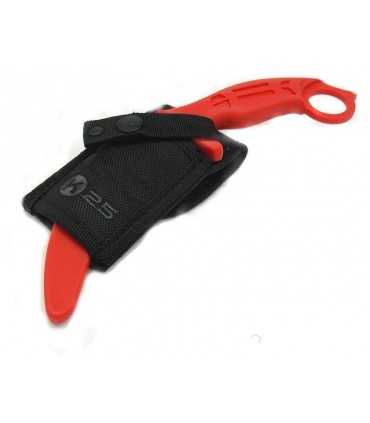 Coltello K25 Karambit curvo da addestramento senza lama in abs rosso