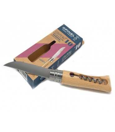 Number 10 stainless steel Opinel knife with corkscrew
