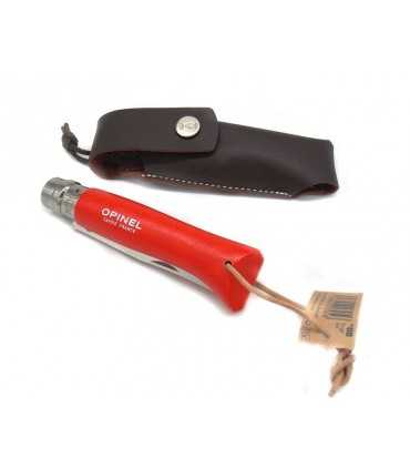Coltello Opinel inox numero 8 manico rosso con fodero
