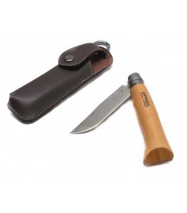 Opinel number 8 knife with leather sheath
