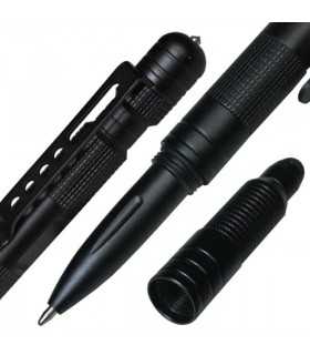Touch Pen, "Tactical-Profi", black, 16 cm with glass braker and handcuff key