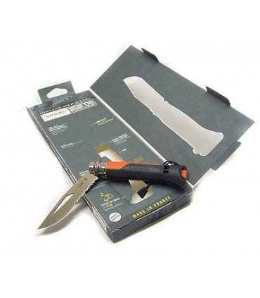 OPINEL OUTDOOR KNIFE NUMBER 8 WITH ORANGE AND BLACK HANDLE
