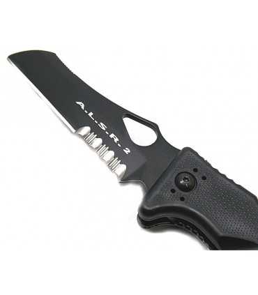 FOX ALSR2 KNIFE WITH BLACK HANDLE AND OBLIQUE TIP BLADE Glass breaker
