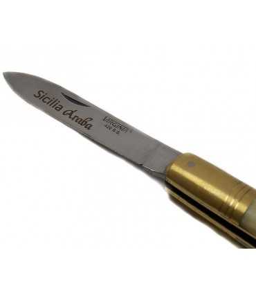 Coltello siciliano Sicilia Araba manico osso chiaro lama 8 cm