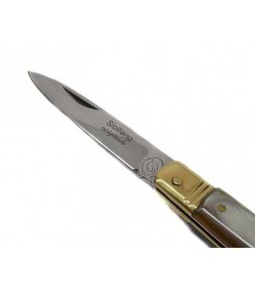 Coltello siciliano cm 21 corno manico 384 21 lama in acciaio inox