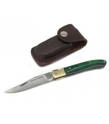 Coltello siciliano Spaduzza Siciliana con manico in legno e fodero in cuoio