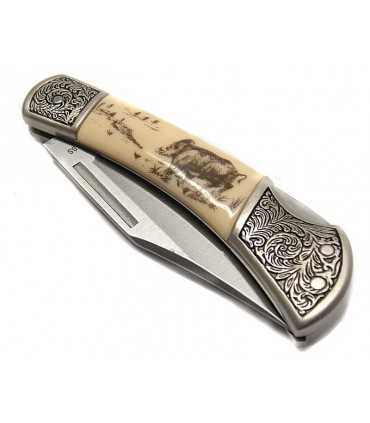 KNIFE WITH BOAR PRINTED ON THE HANDLE