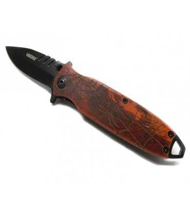 Coltello Virginia incisione ragno legno manico VI3470 spider man