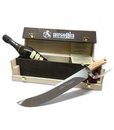 Sciabola champagne manico olivo con spumante Valdobbiadene