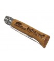 Coltello Opinel inox numero 8 manico legno incisione cinghiale