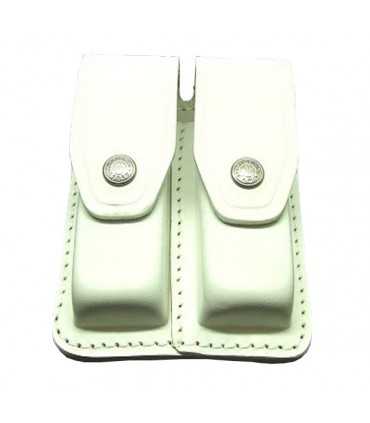 1P03 - Porta caricatore doppio in cuoio da cintura/cinturone