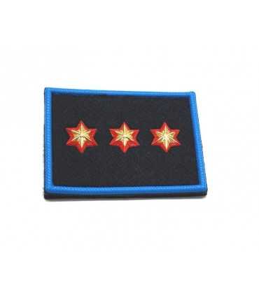 Grado velcro OP plastificato per COMANDANTE di Polizia Locale/Municipale con 3 stelle bordate di rosso