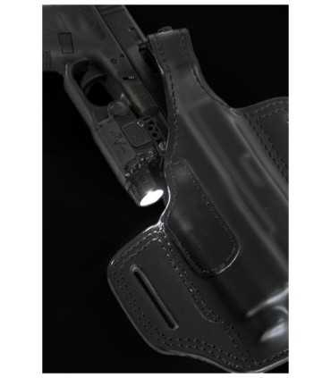 HLV1 - “VIRIDIAN LIGHT” Pancake leather holster for Glock 17/19 + Flashlight