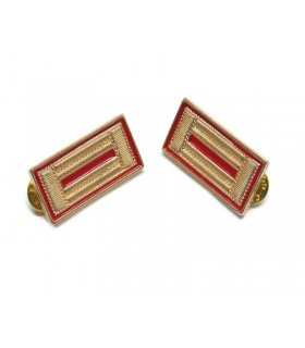 Mostrine piccole in metallo per camicia colore rosso e dorato Guardia Giurata GPG