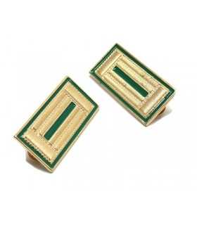 Metal shields for green and golden jacket
