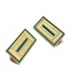 Metal shields for green and golden jacket