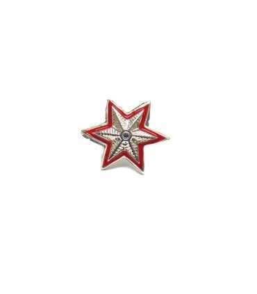 Silver-plated star with red six-pointed edged metal