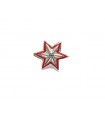Silver-plated star with red six-pointed edged metal