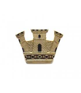 Golden metal tower with screws