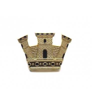 Golden metal tower with screws