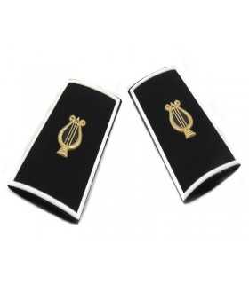 Tubular black musical band golden zither white border