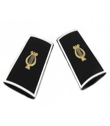 Tubular black musical band golden zither white border