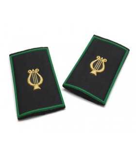 Tubular black musical band golden zither green border