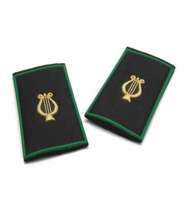 Tubular black musical band golden zither green border