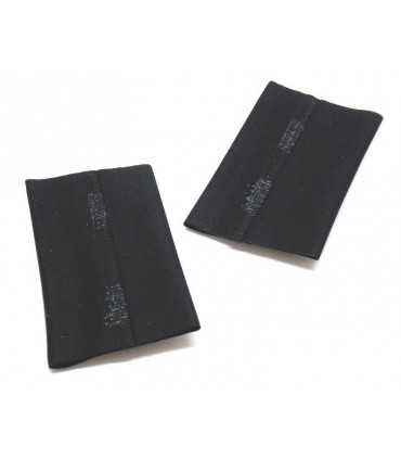 Tubular black musical band with golden zither and red border