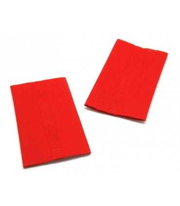 Tubular red musical band with golden zither and golden border