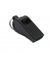 Black plastic whistle with a ring