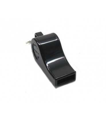 Black plastic whistle with a ring