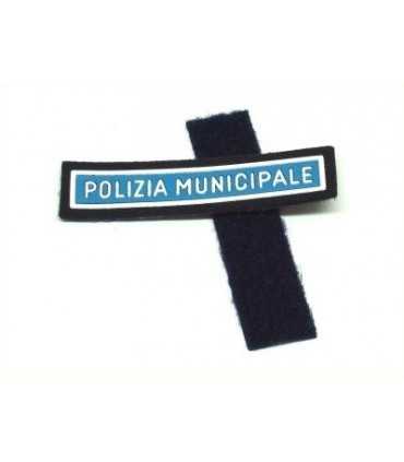 Scritta patch Polizia Municipale plastificata con strip velcro