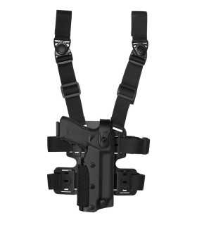 VKLZ8 - Fondina cosciale in polimero termoformato per Glock 17 19 22 23 con torcia e/o laser