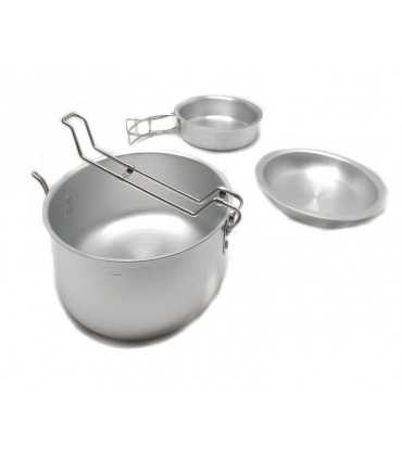 Gavetta FERRINO campeggio scout alluminio popote con accessori