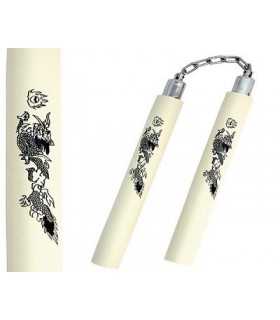 Nunchaku gomma bianca con catena per allenamento arti marziali